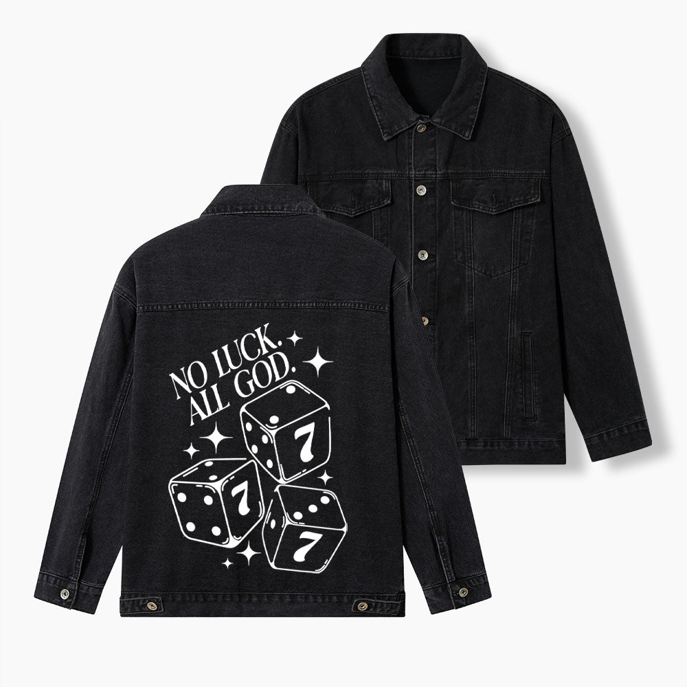 No Luck But God Christian Denim Jacket