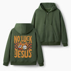 No Luck Just Jesus Christian Fleece-Lined Full-Zip Hoodie
