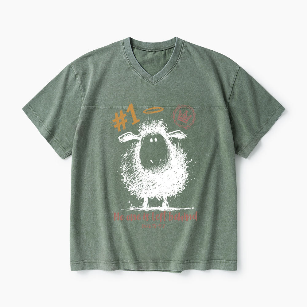 No One Is Left Behind Christian Washed V-Neck T-Shirt