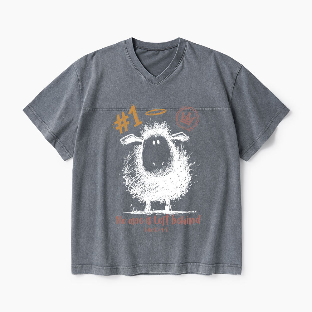 No One Is Left Behind Christian Washed V-Neck T-Shirt
