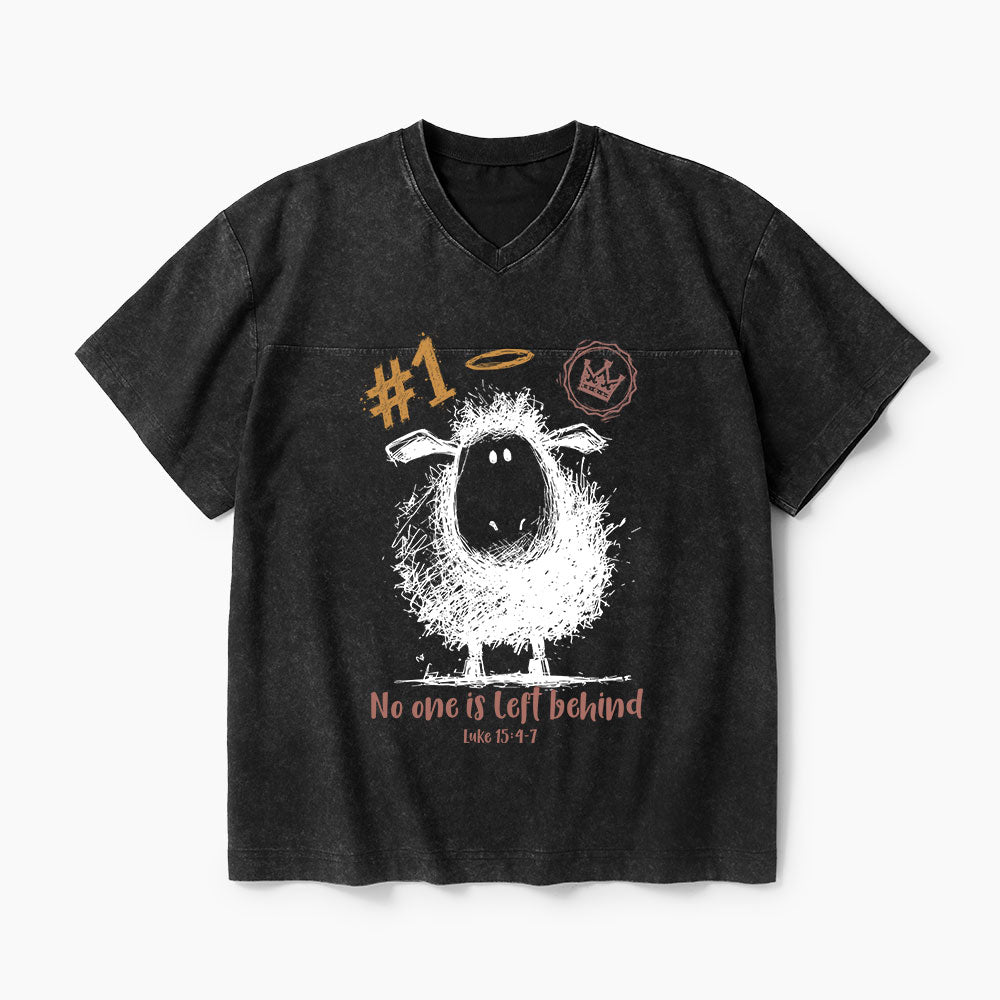 No One Is Left Behind Christian Washed V-Neck T-Shirt