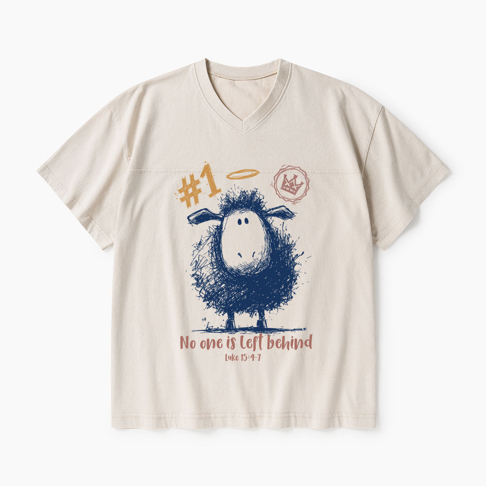 No One Is Left Behind Christian Washed V-Neck T-Shirt