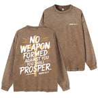No Weapon Formed Against You Washed Long Sleeve T-Shirt