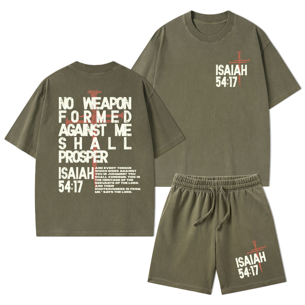 No Weapon Christian Washed T-Shirt & Shorts