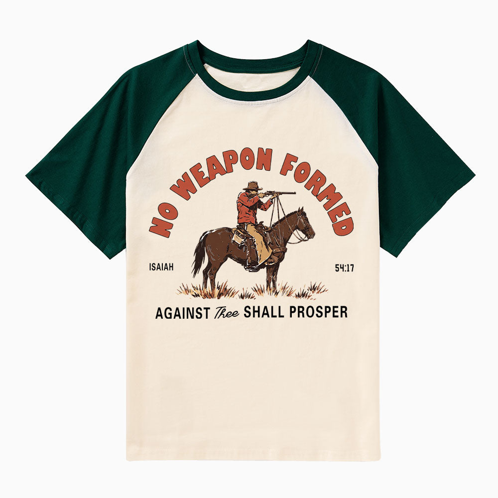 No Weapon Formed Christian Raglan Sleeve T-Shirt