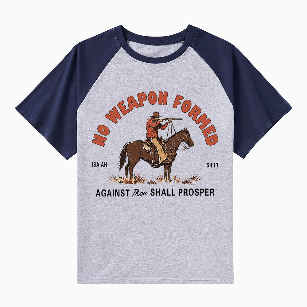 No Weapon Formed Christian Raglan Sleeve T-Shirt