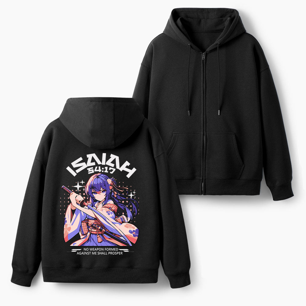 No Weapon Formed Christian Fleece-Lined Full-Zip Hoodie