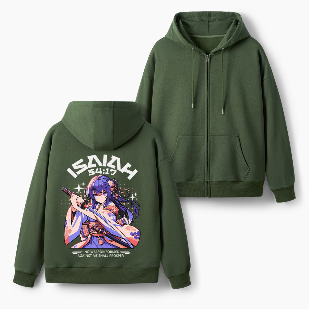 No Weapon Formed Christian Fleece-Lined Full-Zip Hoodie