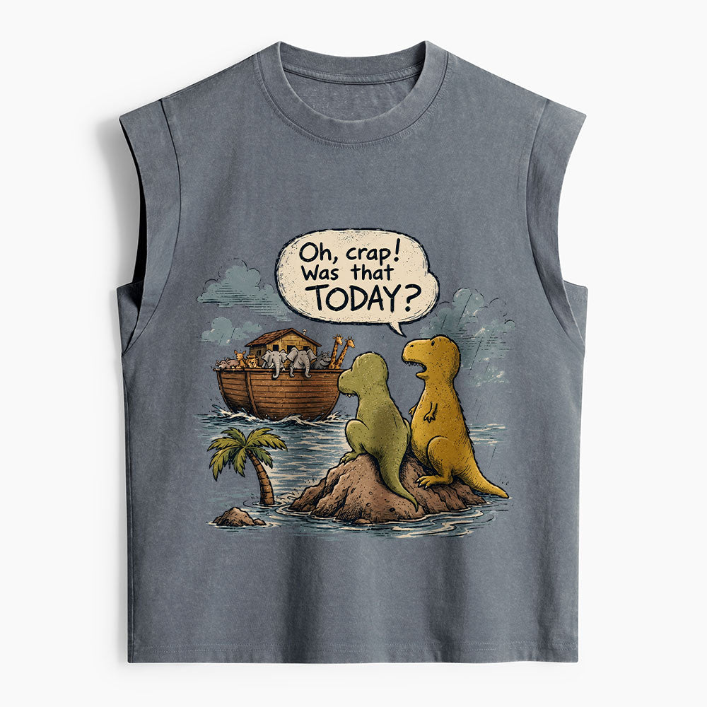 Noah's Ark Funny Dinosaurs Christian Women's Washed Tank Top
