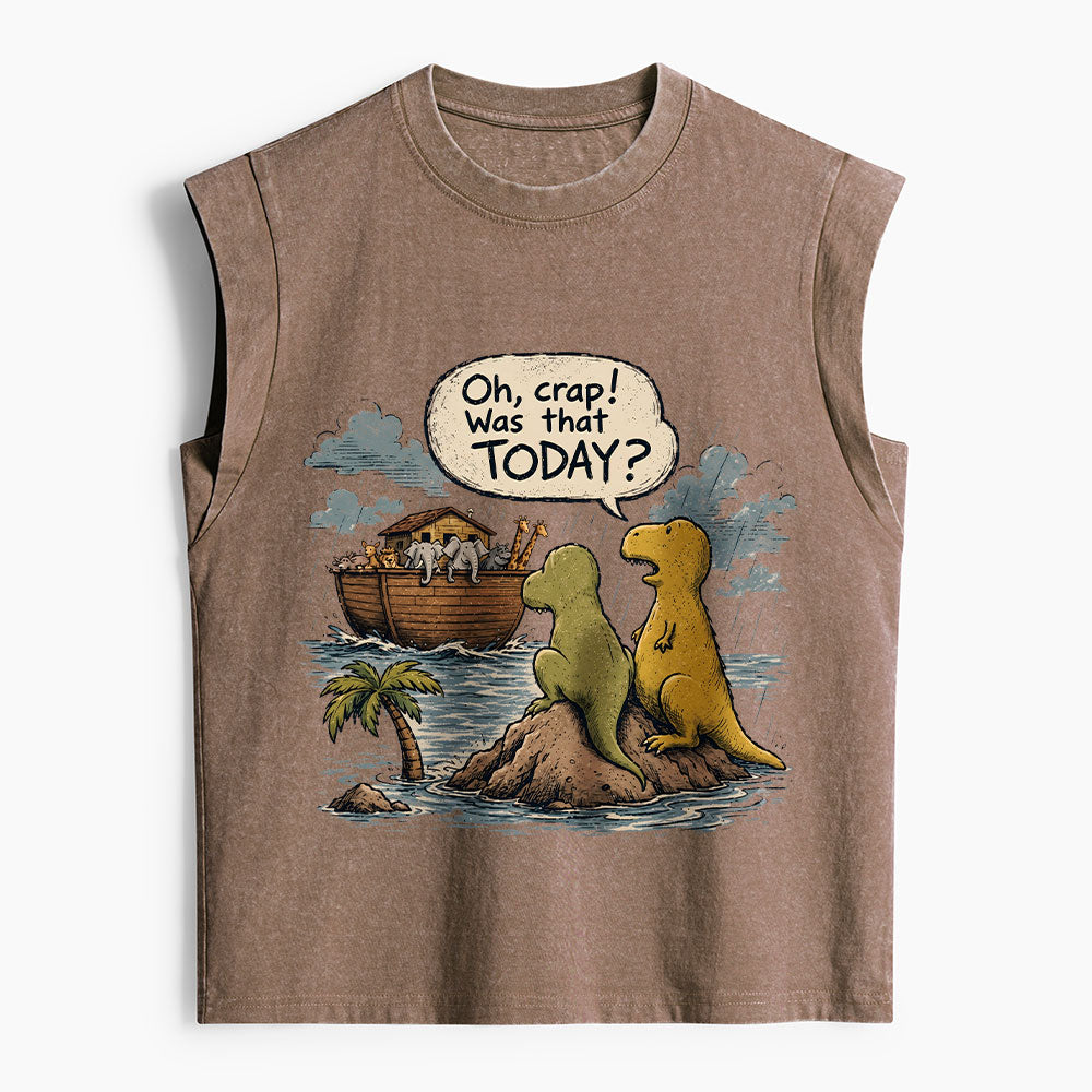 Noah's Ark Funny Dinosaurs Christian Women's Washed Tank Top