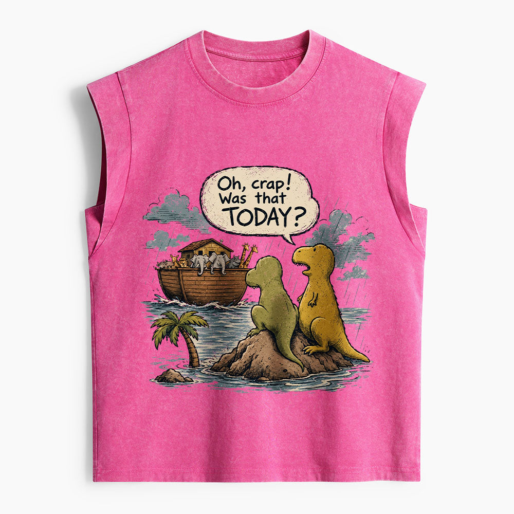 Noah's Ark Funny Dinosaurs Christian Women's Washed Tank Top