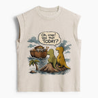 Noah's Ark Funny Dinosaurs Christian Women's Washed Tank Top