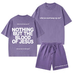 Nothing But The Blood Of Jeuss Christian Washed T-Shirt & Shorts