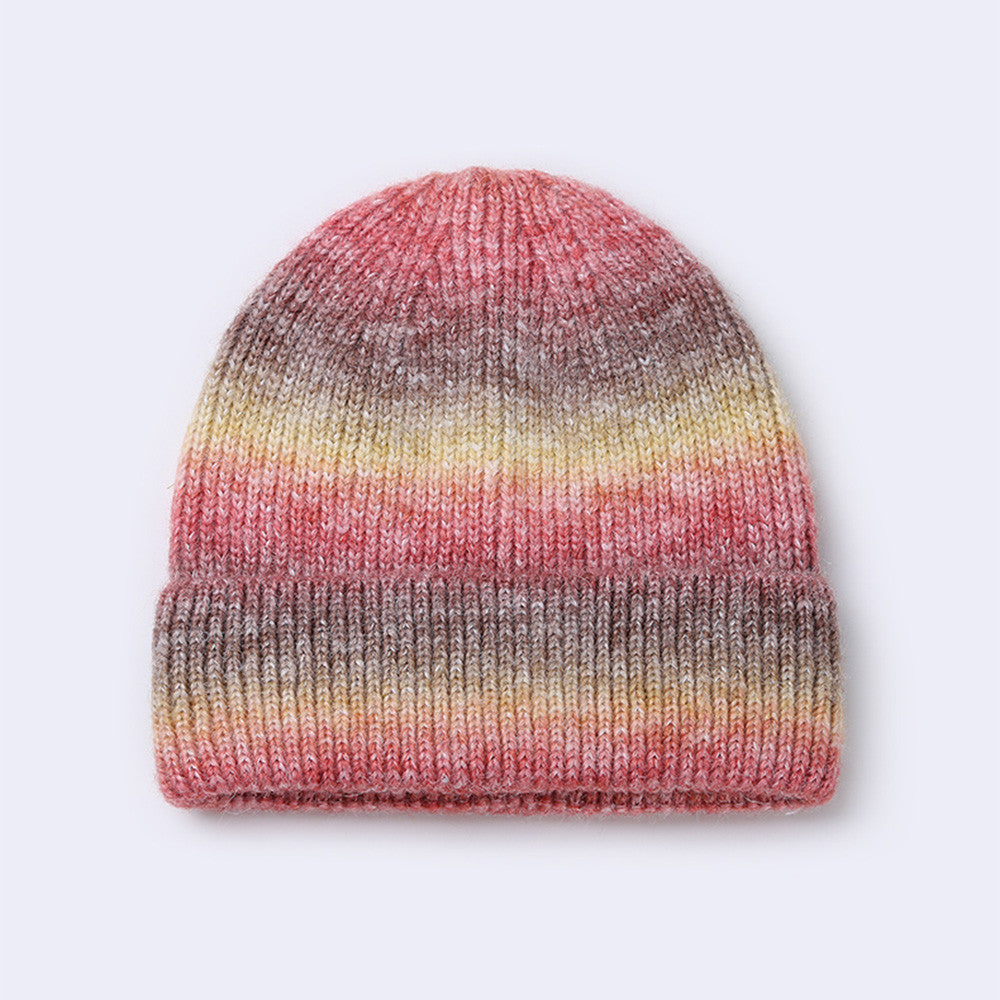 Winter Rainbow Gradient Knit Hat
