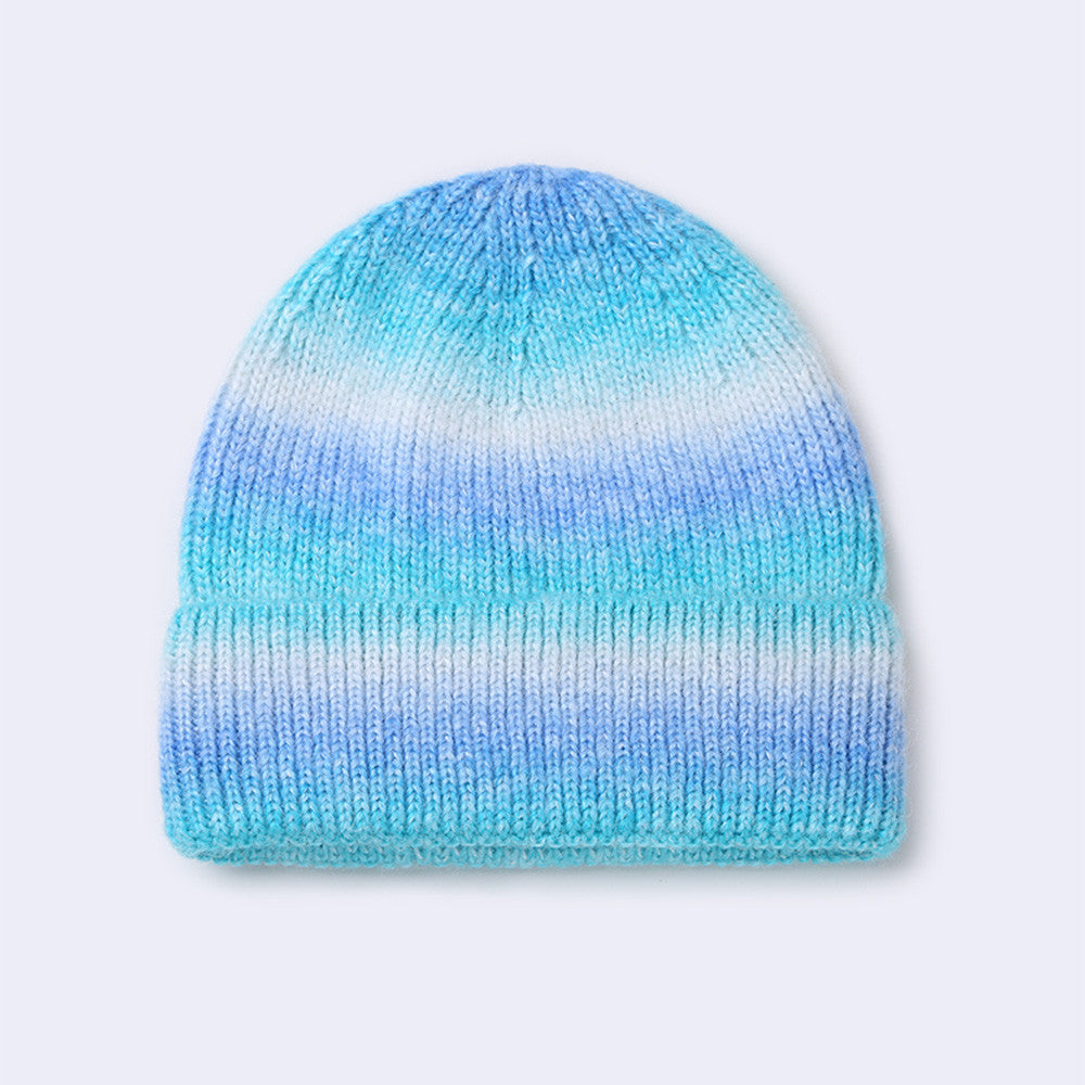 Winter Rainbow Gradient Knit Hat
