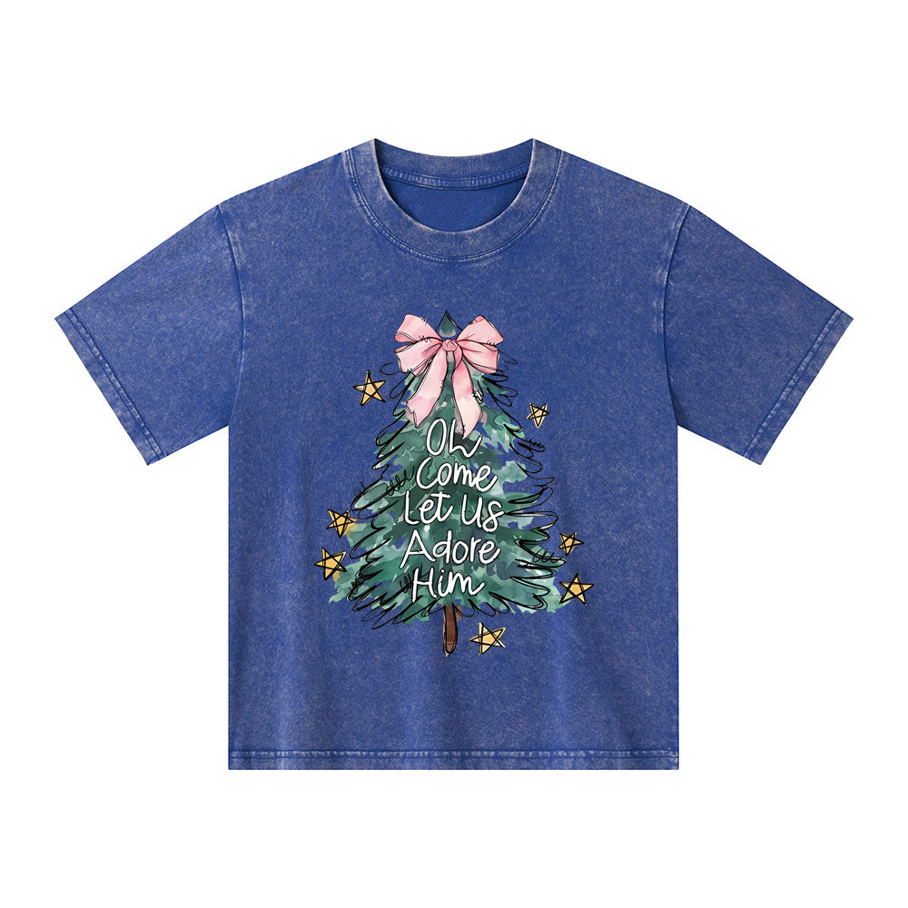 Oh Come Let Us Adore Him Kid Washed T-Shirt