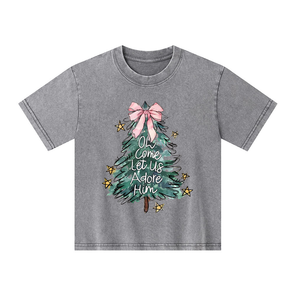 Oh Come Let Us Adore Him Kid Washed T-Shirt