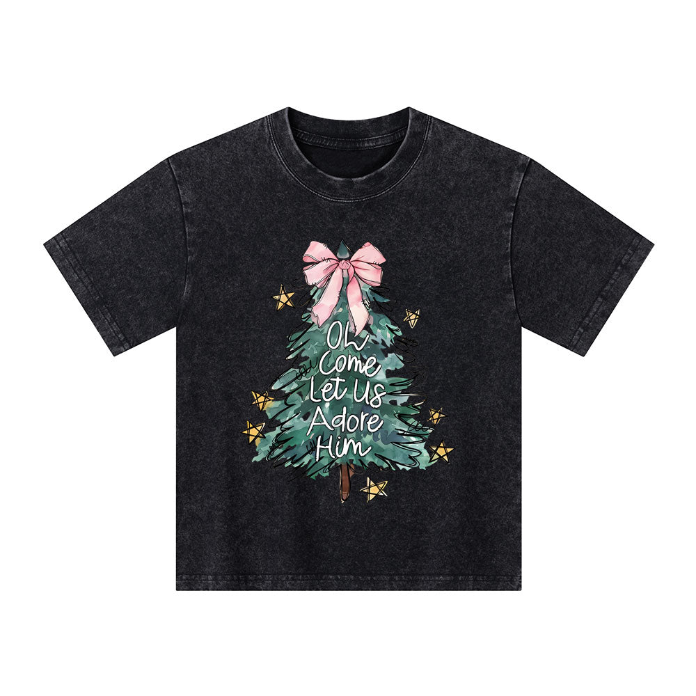 Oh Come Let Us Adore Him Kid Washed T-Shirt