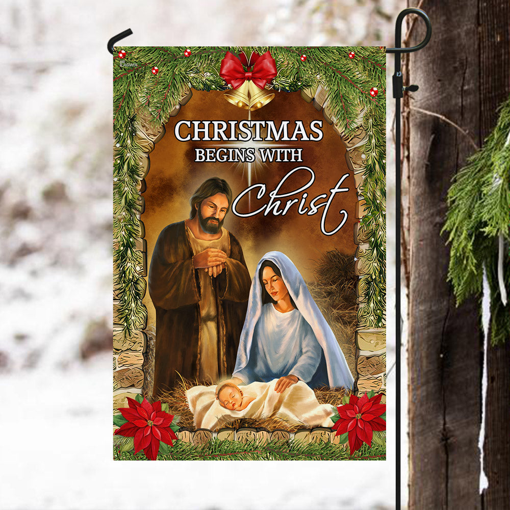 Christmas Begins With Christ Flag