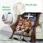 One Nation Under God Vintage Eagle Lion Lamb Jesus Cross Christian Blanket