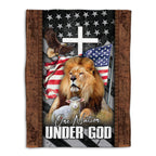 One Nation Under God Vintage Eagle Lion Lamb Jesus Cross Christian Blanket