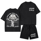 Our Sin Was Great His Love Was Greater Christian Washed T-Shirt & Shorts