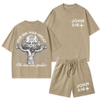 Our Sin Was Great His Love Was Greater Christian Washed T-Shirt & Shorts
