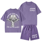 Our Sin Was Great His Love Was Greater Christian Washed T-Shirt & Shorts