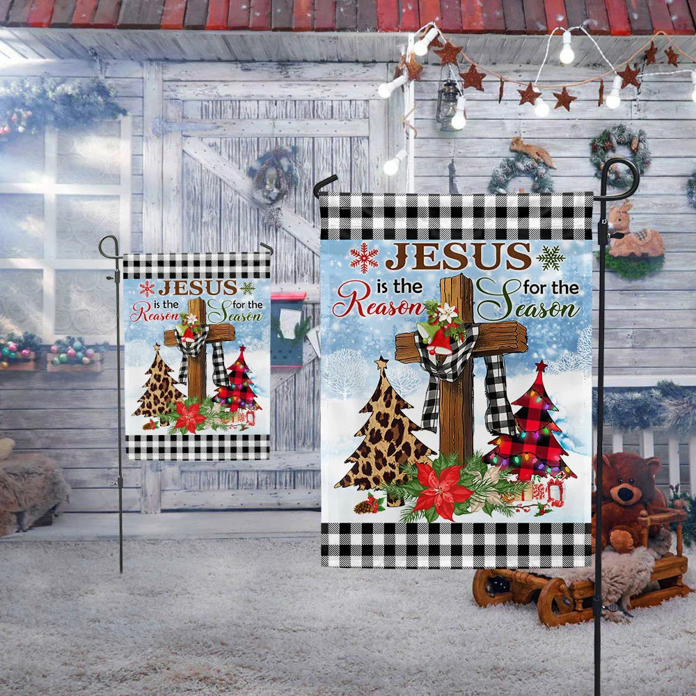 Jesus Is The Reason For The Season Religious Cross Christmas Flag