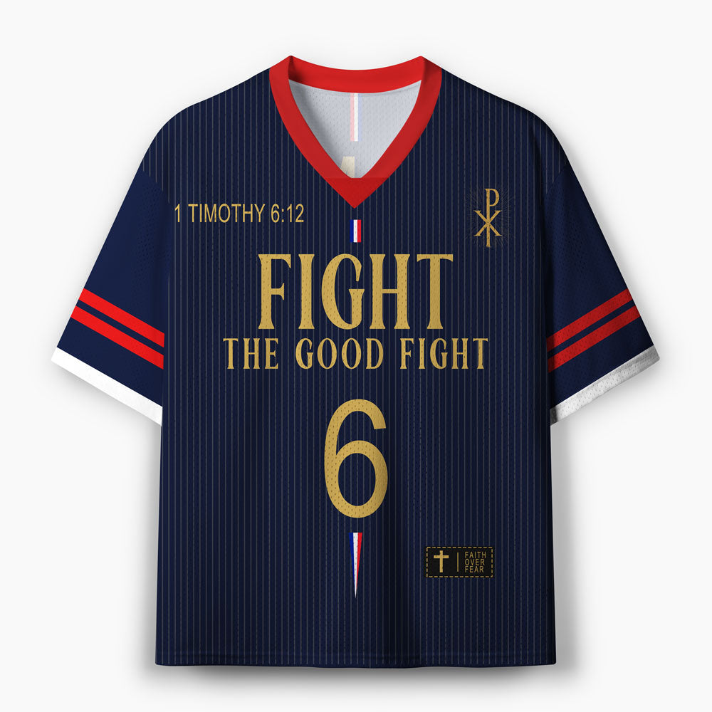 Personalized Fight The Good Fight Christian Mesh Jersey