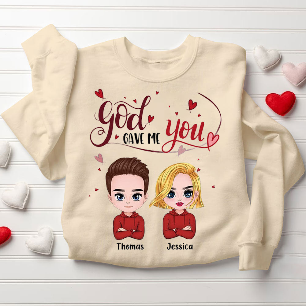 Personalized God Gave Me You Christian Couple Sweatshirt