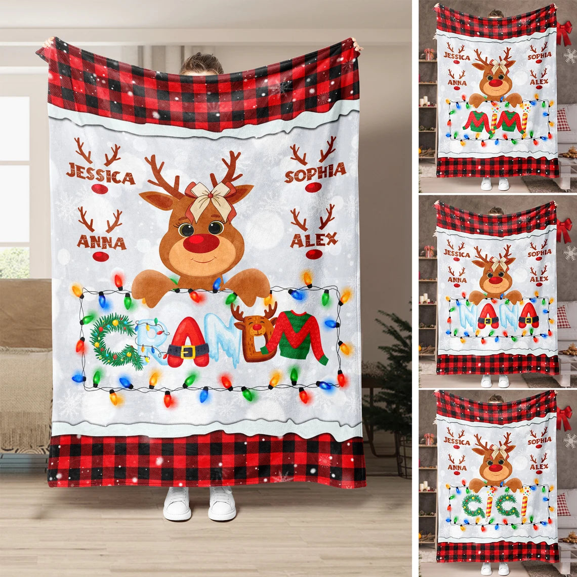 Personalized Reindeer Christian Blanket