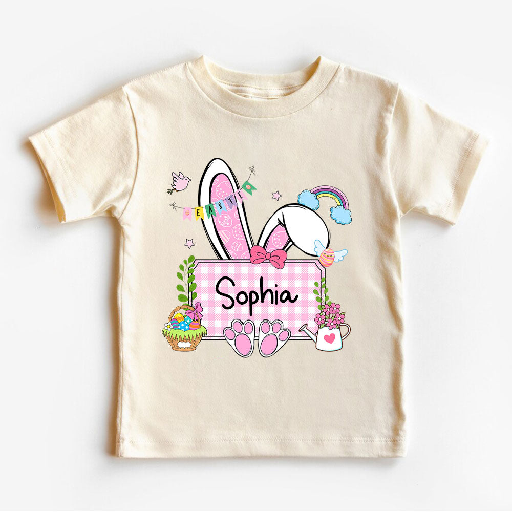Personalized Plaid Bunny Easter Kid T-Shirt
