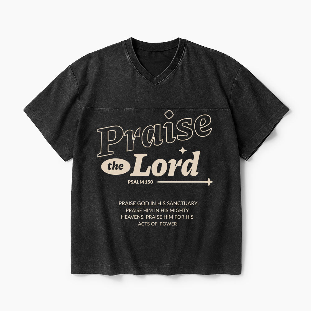 Praise The Lord Christian Washed V-Neck T-Shirt