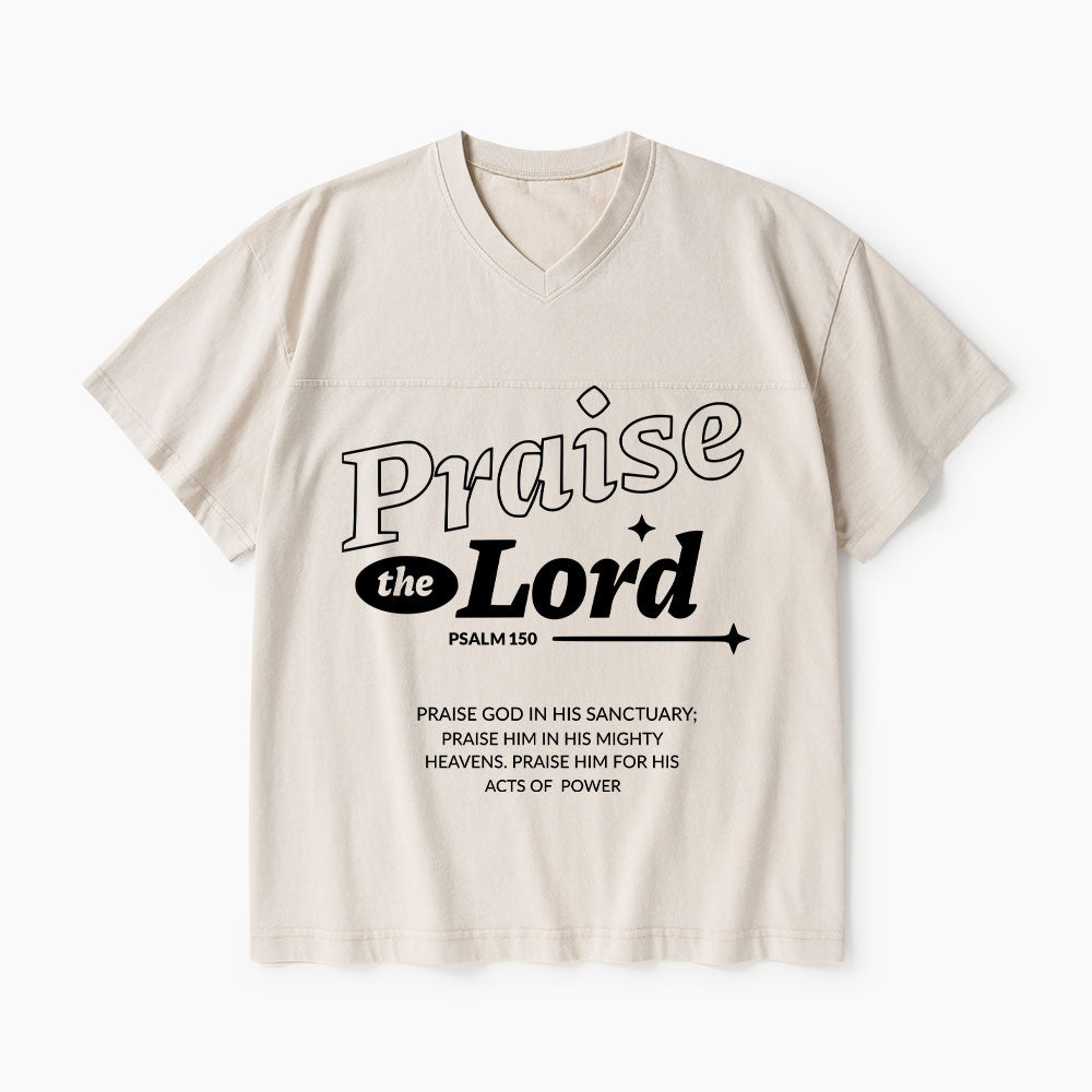 Praise The Lord Christian Washed V-Neck T-Shirt