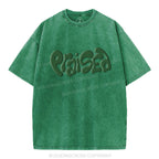 Praised Christian Puff Printed Washed T-Shirt