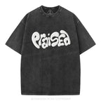 Praised Christian Puff Printed Washed T-Shirt
