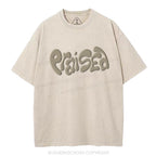Praised Christian Puff Printed Washed T-Shirt