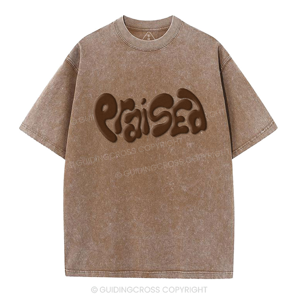 Praised Christian Puff Printed Washed T-Shirt