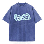 Praised Christian Puff Printed Washed T-Shirt