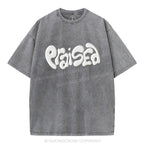 Praised Christian Puff Printed Washed T-Shirt