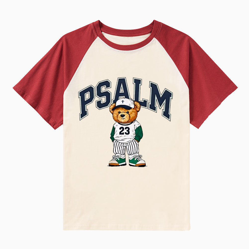 Psalm 23 Bear Christian Raglan Sleeve T-Shirt