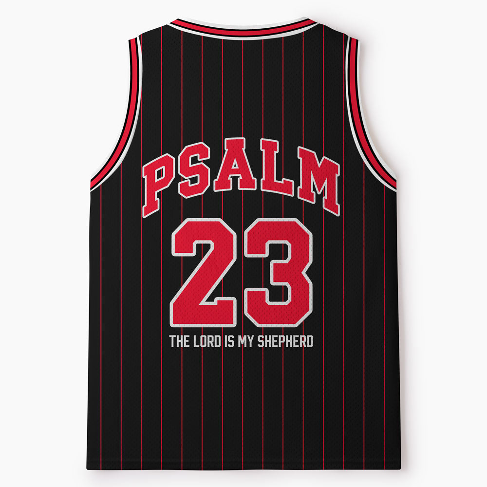 Psalm 23 Black Stripes Christian Mesh Jersey Tank Top