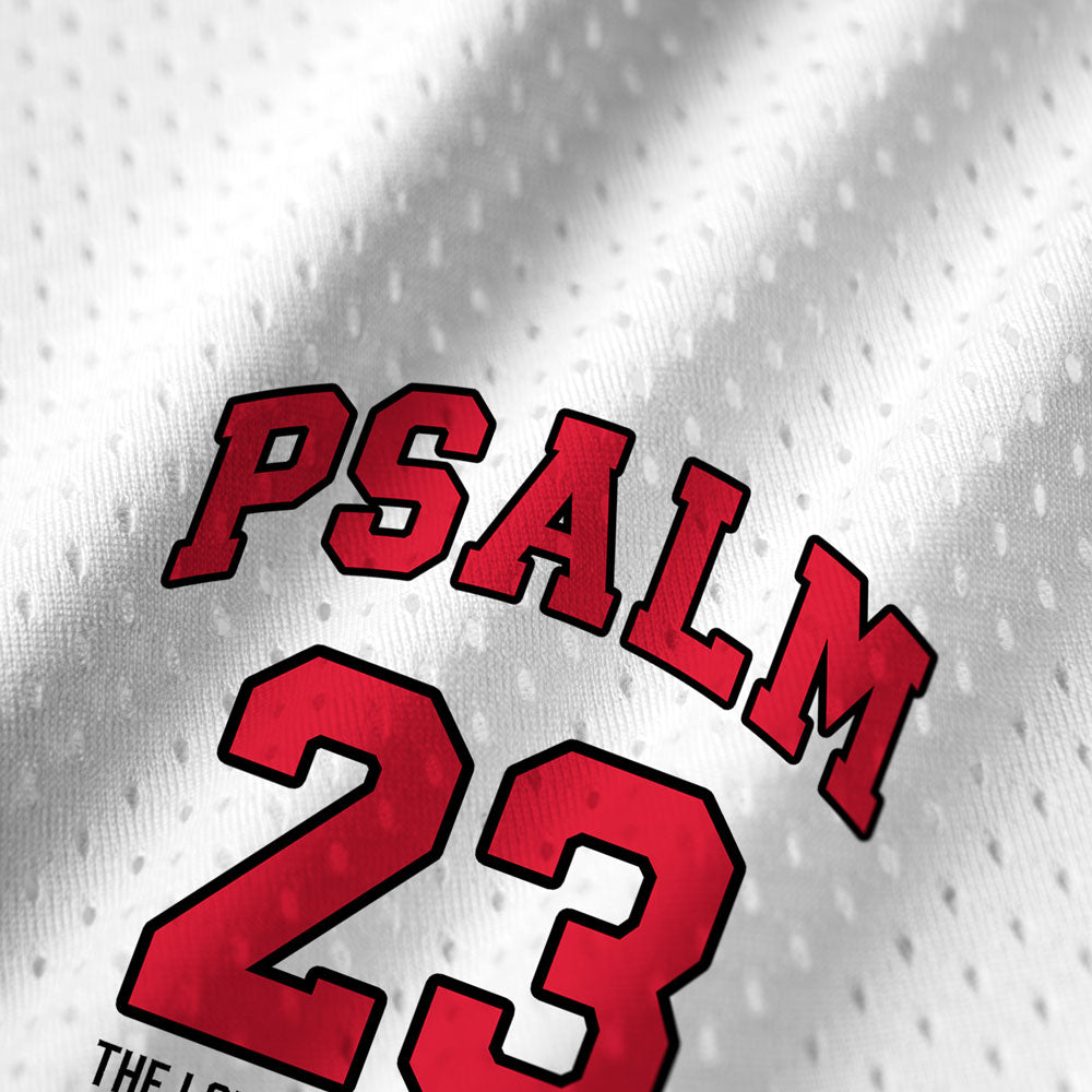 Psalm 23 White Christian Mesh Jersey Tank Top