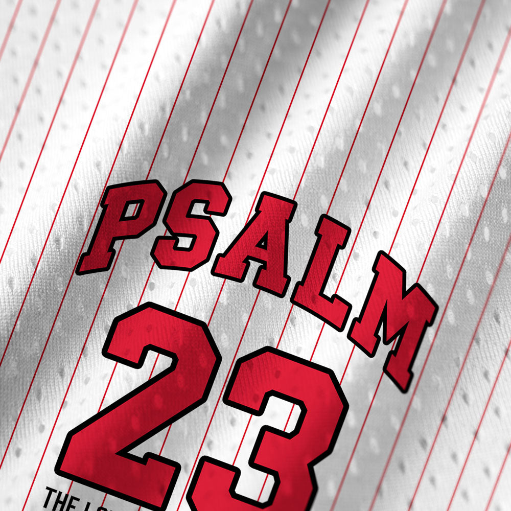 Psalm 23 White Stripes Christian Mesh Jersey Tank Top