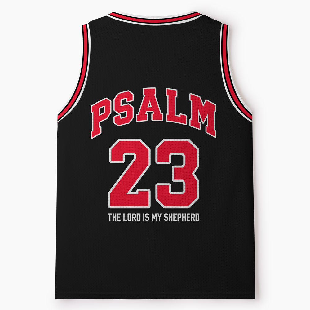 Psalm 23 Black Christian Mesh Jersey Tank Top