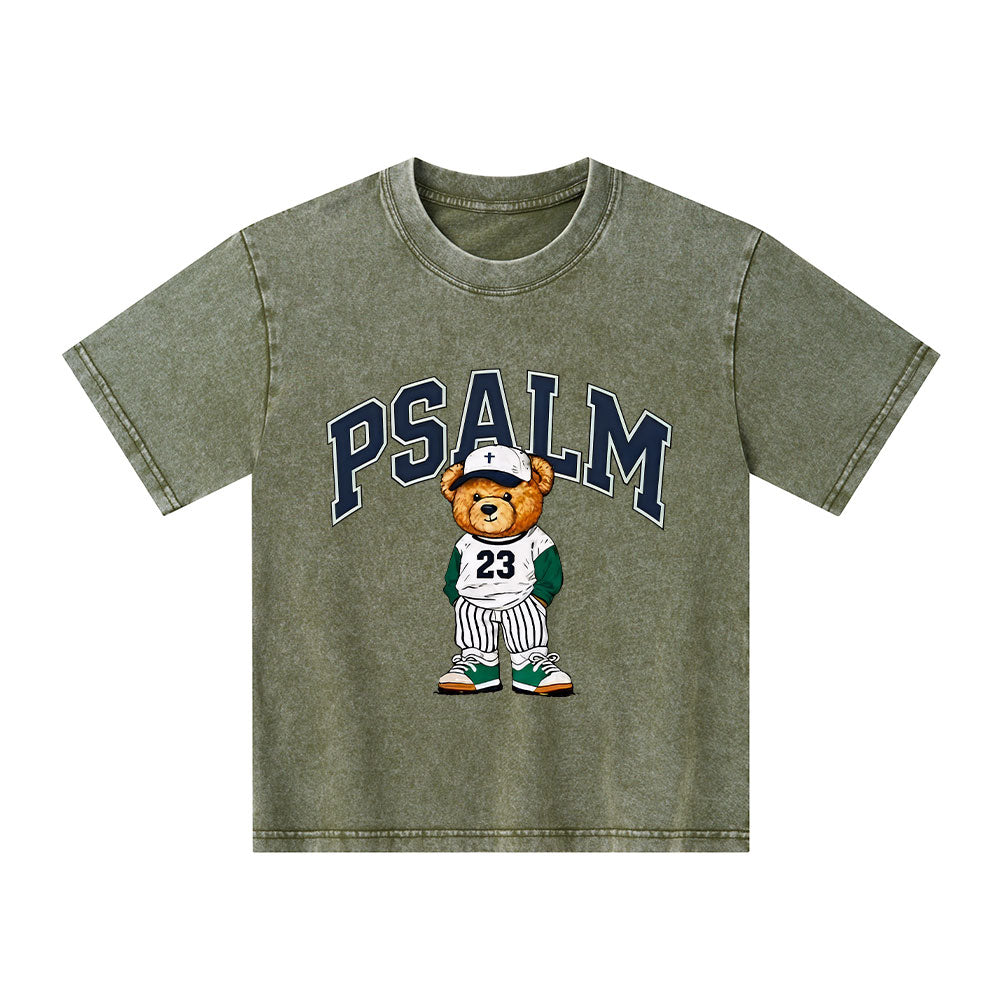 Psalm 23 Bear Christian Kid Washed T-Shirt