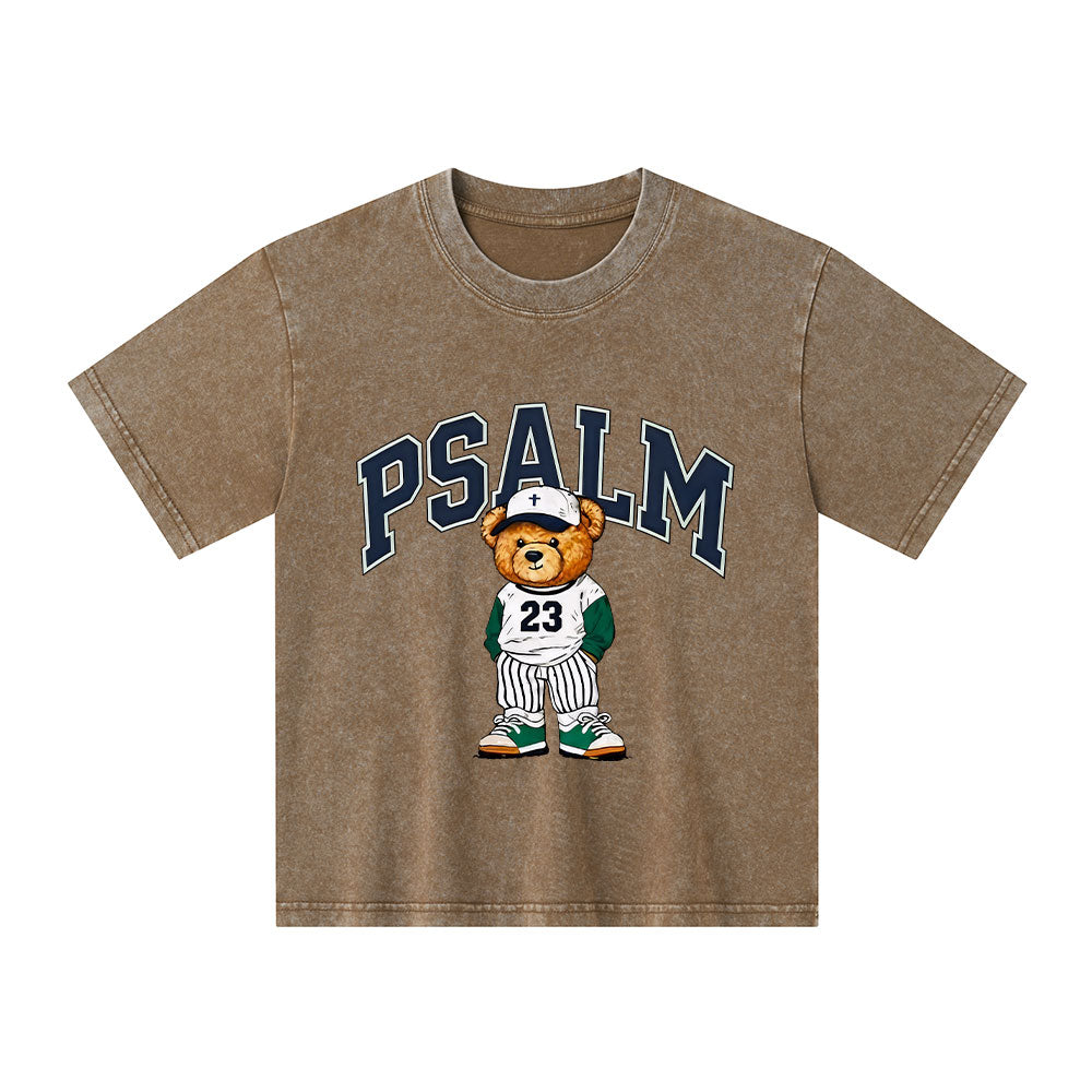 Psalm 23 Bear Christian Kid Washed T-Shirt