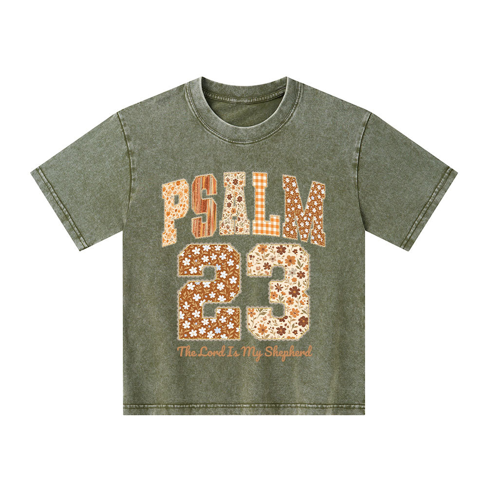 Psalm 23 Christian Kid Washed T-Shirt