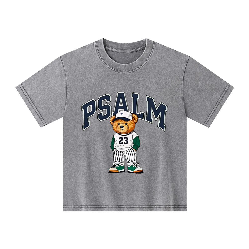 Psalm 23 Bear Christian Kid Washed T-Shirt